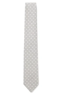 Dot-pattern tie in silk-linen jacquard
