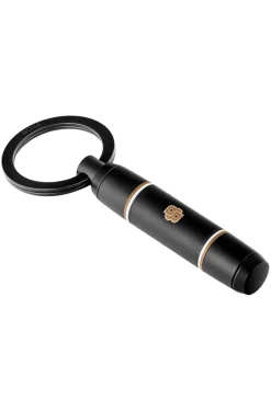 Double B key ring in black-lacquered brass