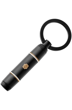 Double B key ring in black-lacquered brass