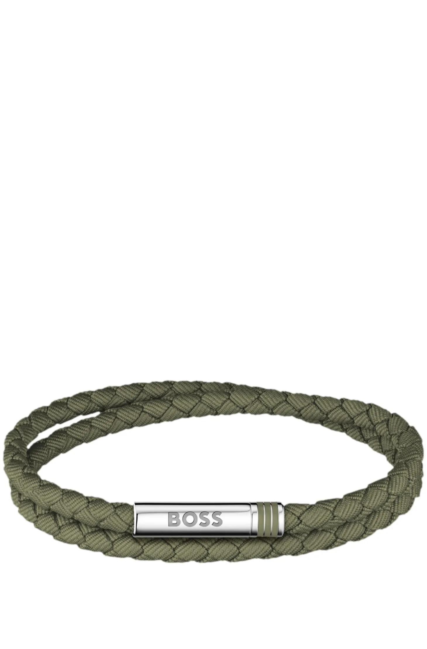 Double-braided green cuff with logo closure