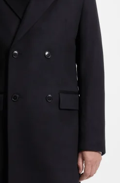 Double-breasted coat in wool and cashmere