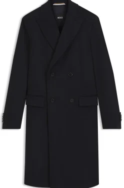 Double-breasted coat in wool and cashmere