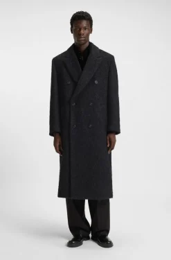 Double-breasted relaxed-fit coat with wool and alpaca