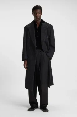 Double-breasted relaxed-fit coat with wool and alpaca