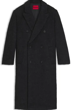 Double-breasted relaxed-fit coat with wool and alpaca