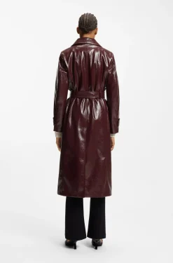 Double-breasted trench coat in faux leather