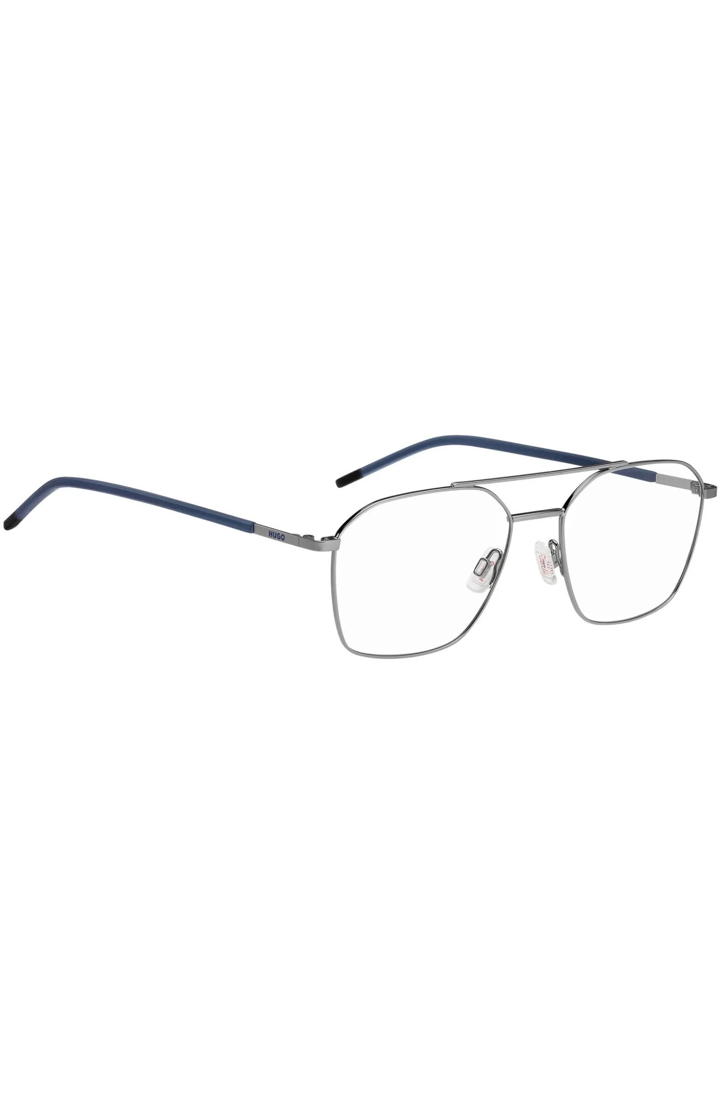 Double-bridge optical frames with blue end-tips
