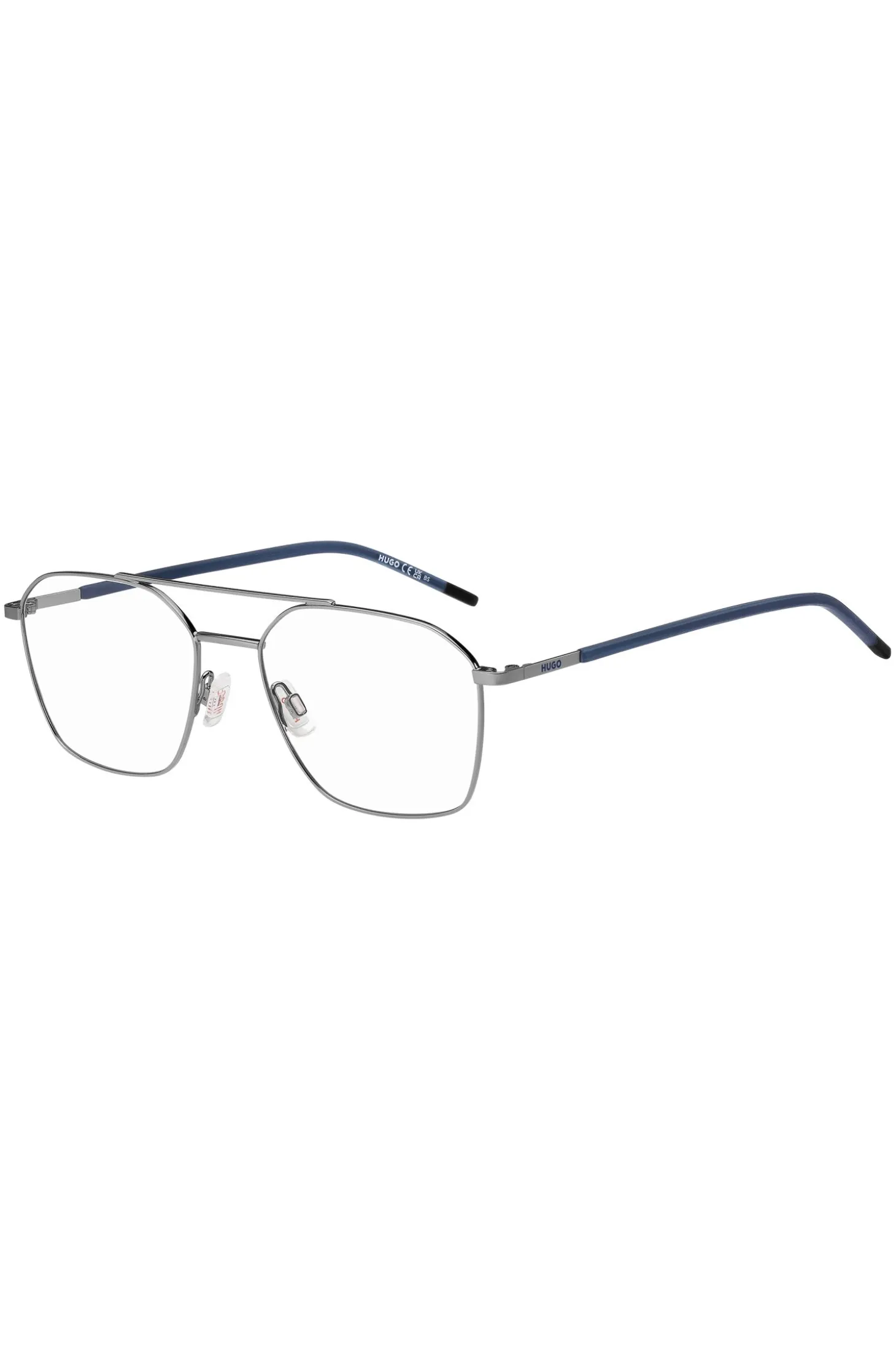 Double-bridge optical frames with blue end-tips