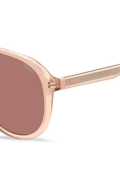 Double-bridge sunglasses in pink acetate