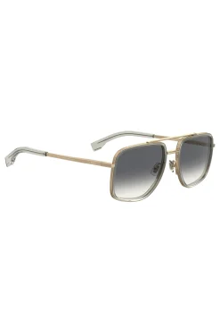Double-bridge sunglasses with gold-tone effect