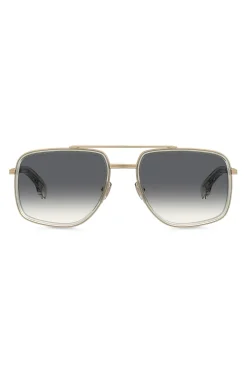 Double-bridge sunglasses with gold-tone effect