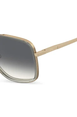 Double-bridge sunglasses with gold-tone effect
