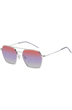 Double-bridge sunglasses with multicoloured lenses