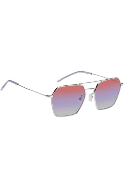 Double-bridge sunglasses with multicoloured lenses