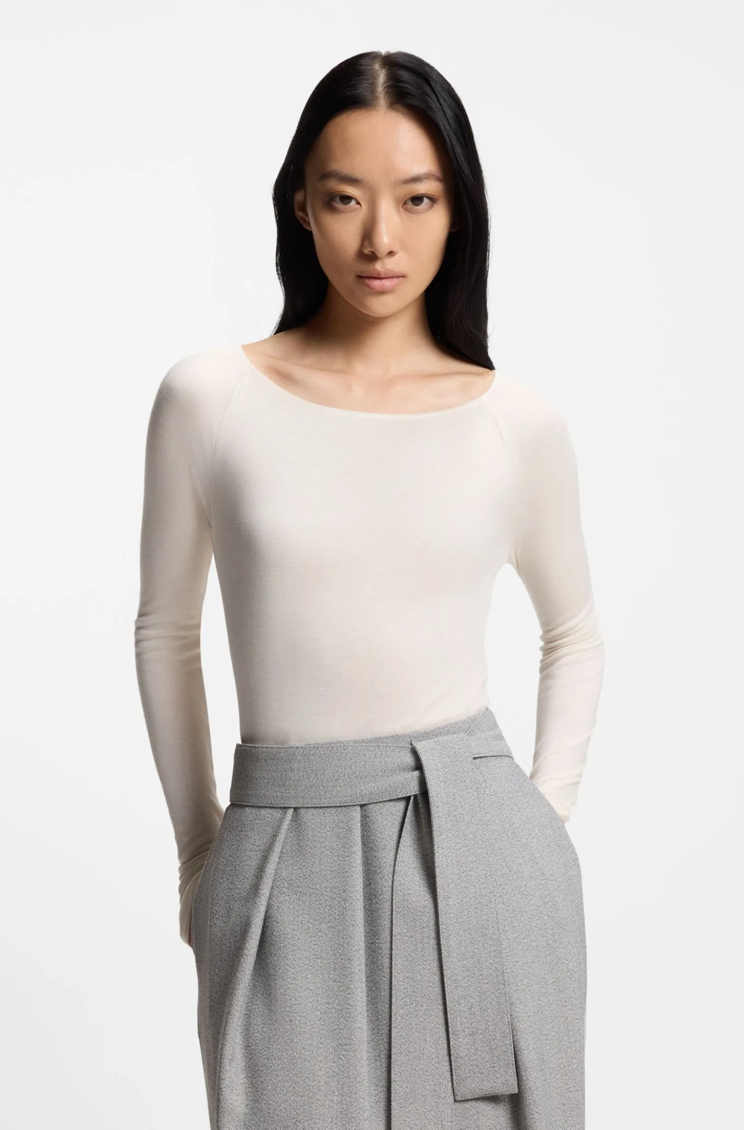 Double-layered jersey top in sheer jersey