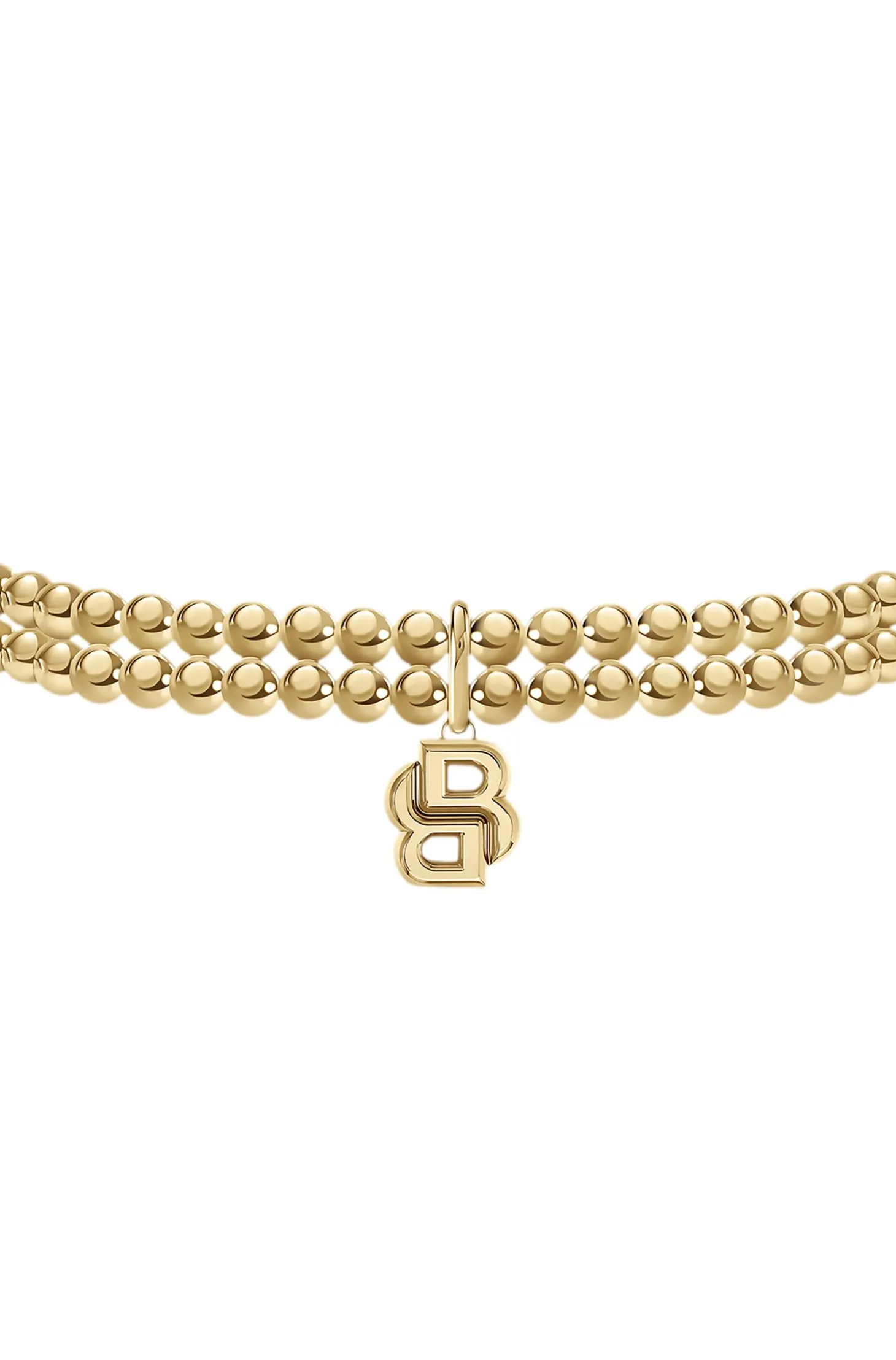Double-row bracelet in a light-yellow-gold tone