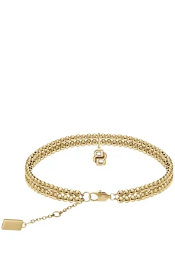 Double-row bracelet in a light-yellow-gold tone
