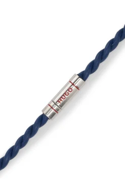 Double-wrap cuff in braided leather