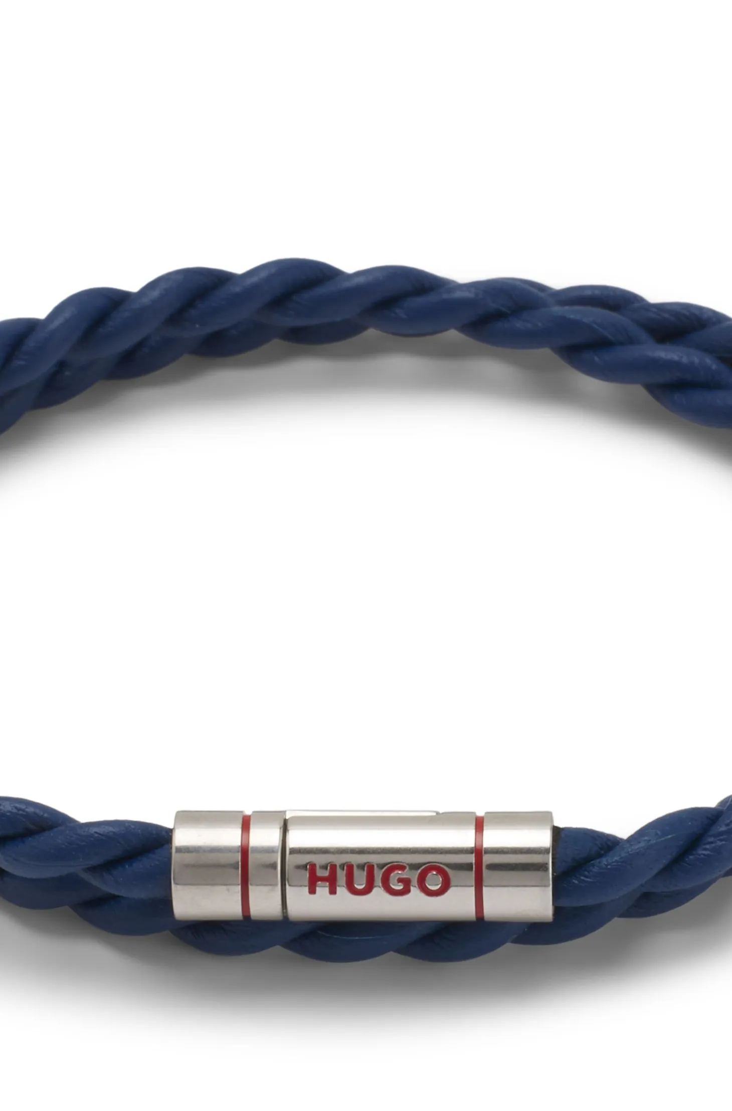 Double-wrap cuff in braided leather