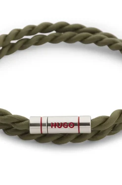Double-wrap cuff in braided leather