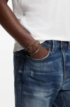 Double-wrap cuff in braided leather