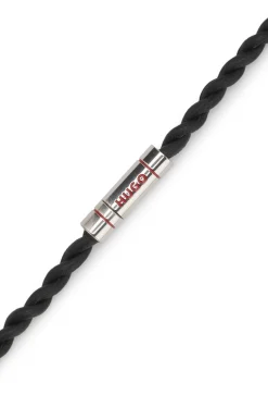 Double-wrap cuff in braided leather