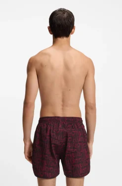 Drawcord swim shorts with all-over print