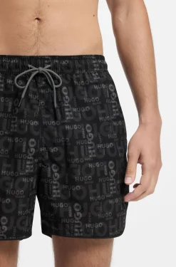 Drawcord swim shorts with all-over print