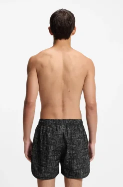 Drawcord swim shorts with all-over print