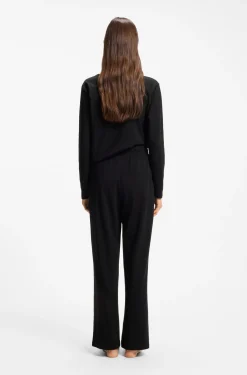 Drawstring pyjama bottoms in stretch cotton with logo detail
