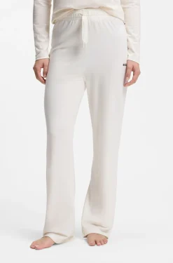 Drawstring pyjama bottoms in stretch cotton with logo detail