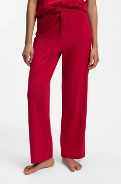 Drawstring pyjama bottoms in stretch cotton with logo detail