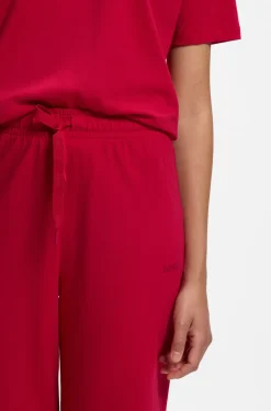 Drawstring pyjama bottoms in stretch cotton with logo detail