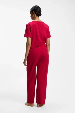 Drawstring pyjama bottoms in stretch cotton with logo detail