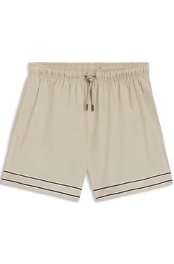 Drawstring swim shorts in stretch fabric with tape trim