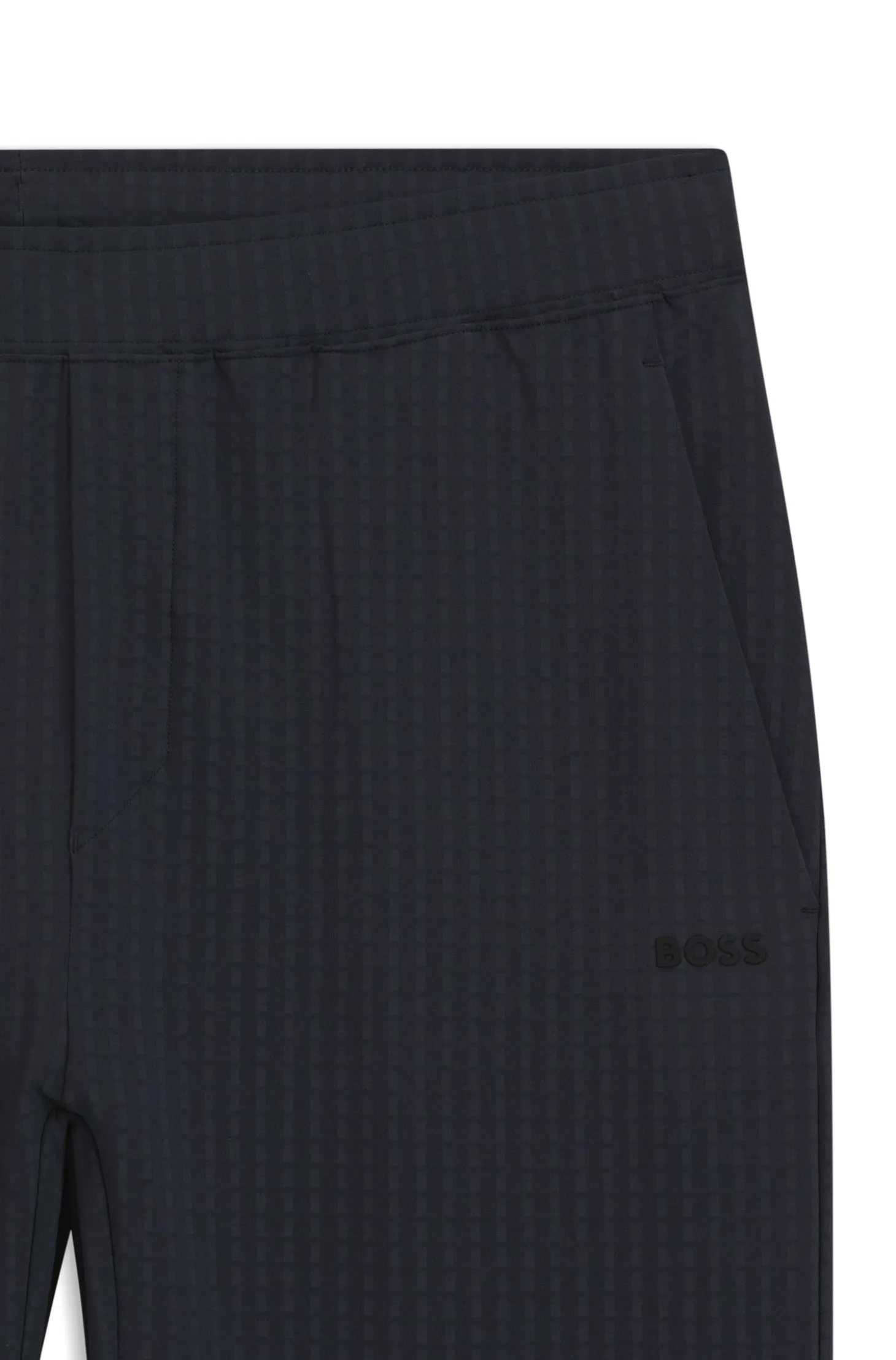 Drawstring trousers in stretch waffle fabric with framed zip
