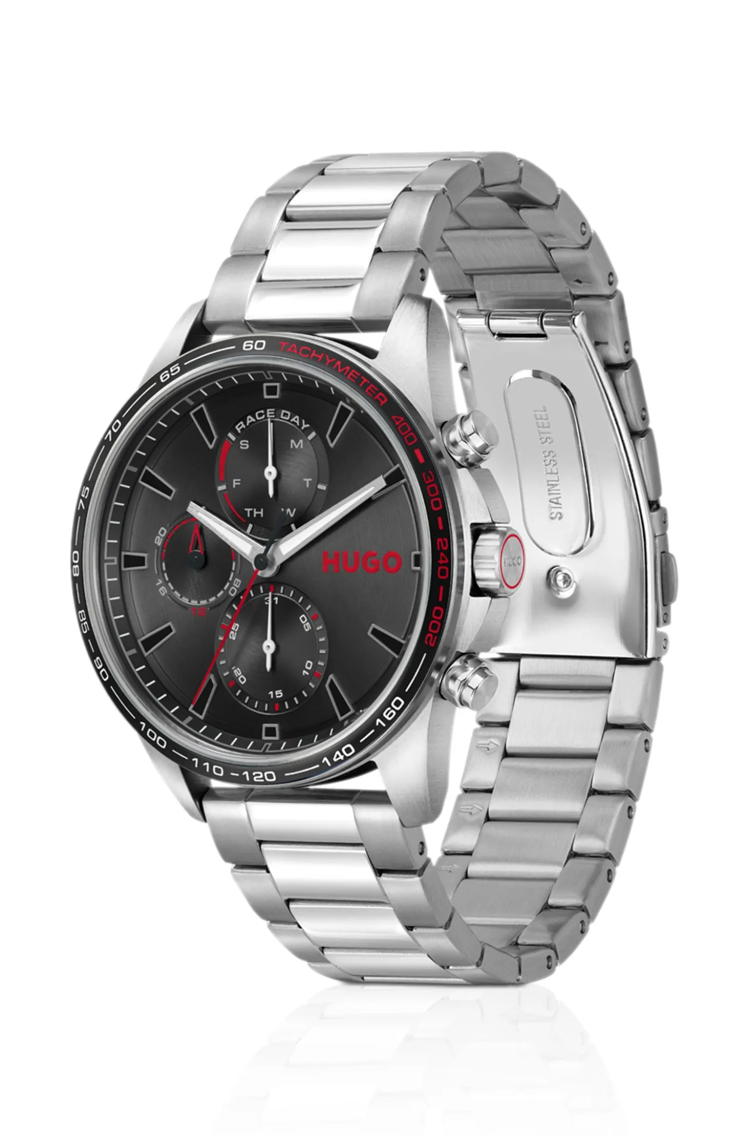 #Drift black-dial watch in stainless steel