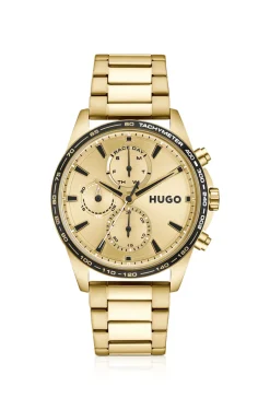 #Drift gold-tone watch with black tachymeter bezel