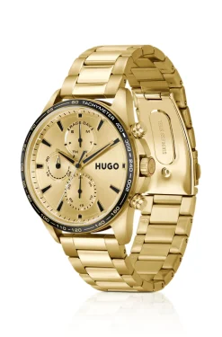 #Drift gold-tone watch with black tachymeter bezel
