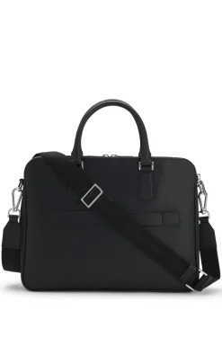Embossed-leather document case with silver-tone hardware