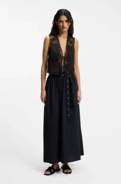 Embroidered waistcoat with tie closure