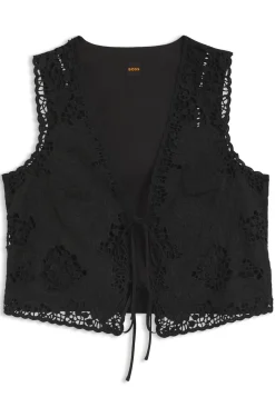 Embroidered waistcoat with tie closure