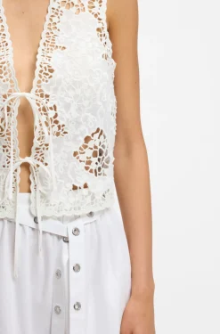 Embroidered waistcoat with tie closure