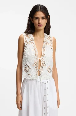 Embroidered waistcoat with tie closure