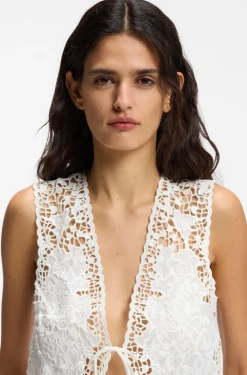 Embroidered waistcoat with tie closure