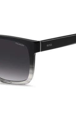 Engraved-logo sunglasses in degradé black acetate