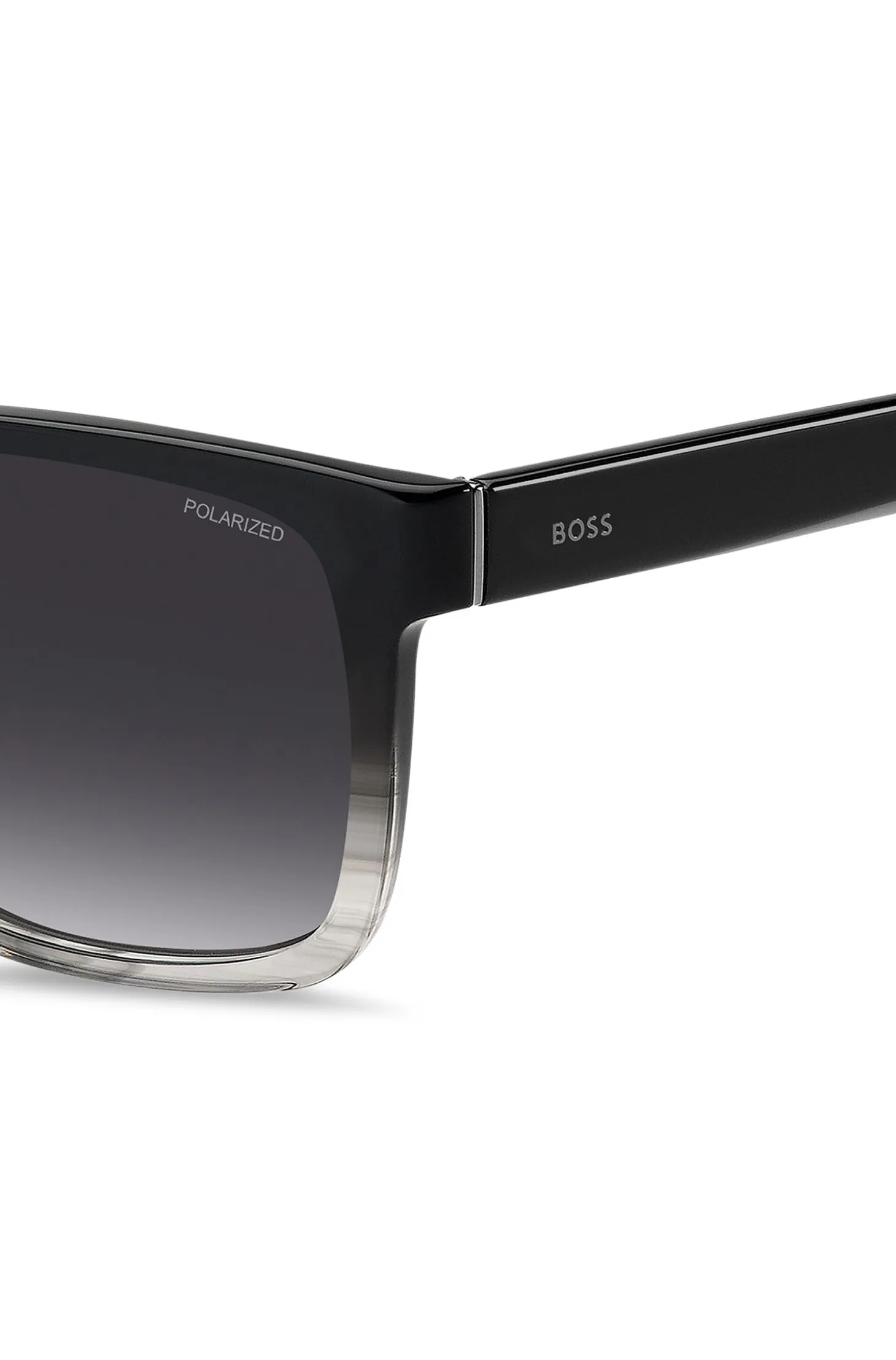 Engraved-logo sunglasses in degradé black acetate