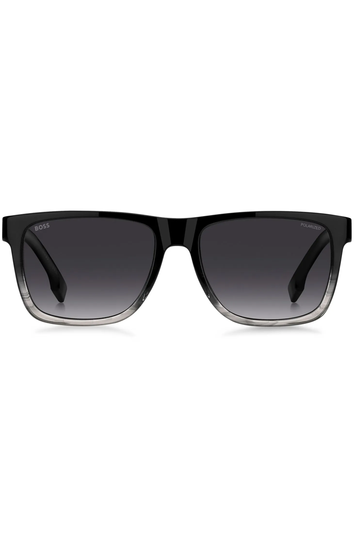 Engraved-logo sunglasses in degradé black acetate