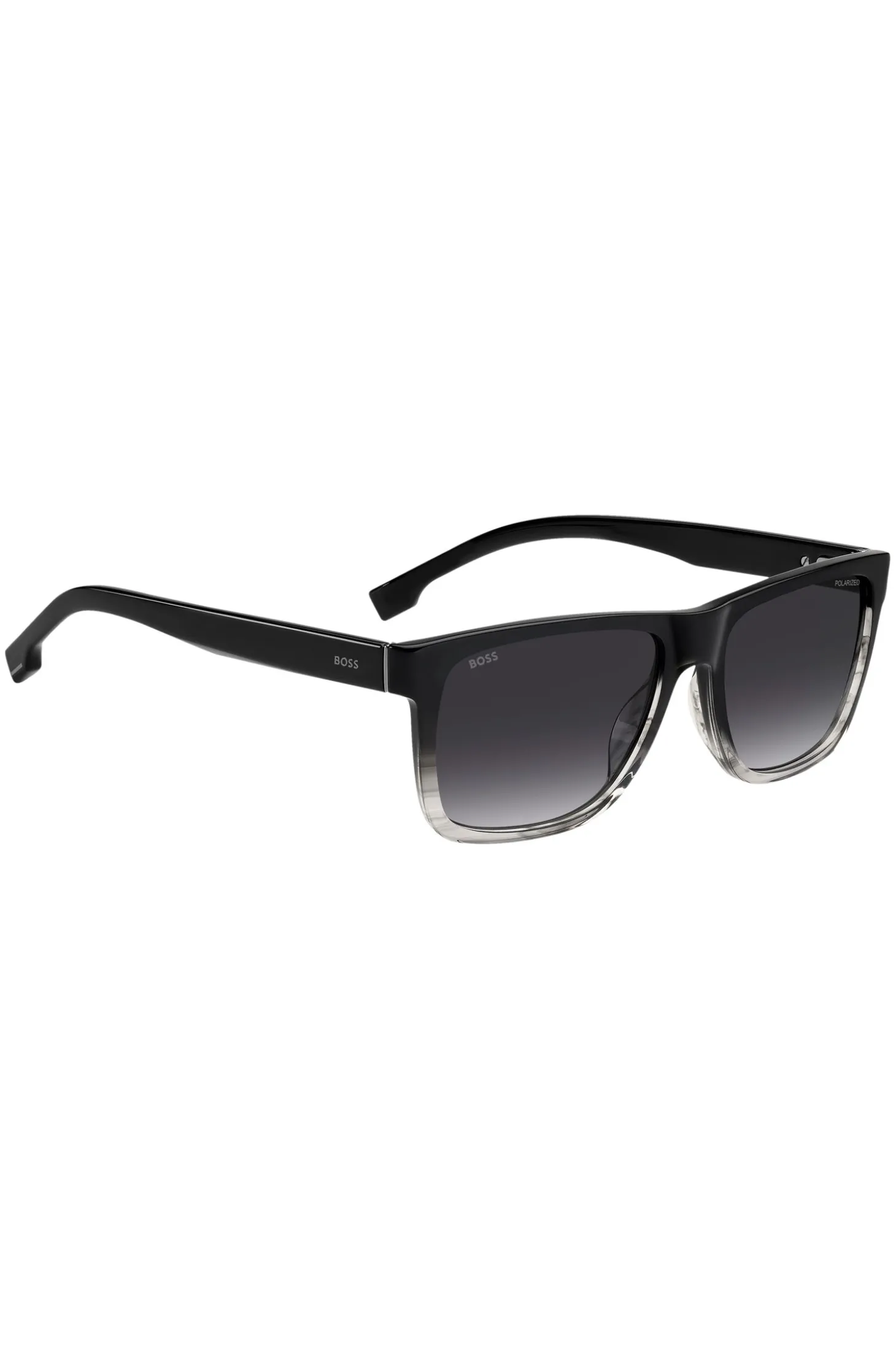Engraved-logo sunglasses in degradé black acetate