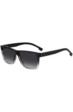 Engraved-logo sunglasses in degradé black acetate